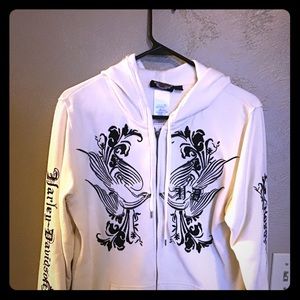 Harley Zip-up hoodie, size large off white